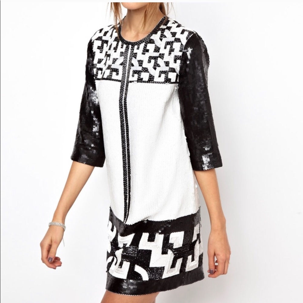 French connection geo maze sequined dress (NWOT)